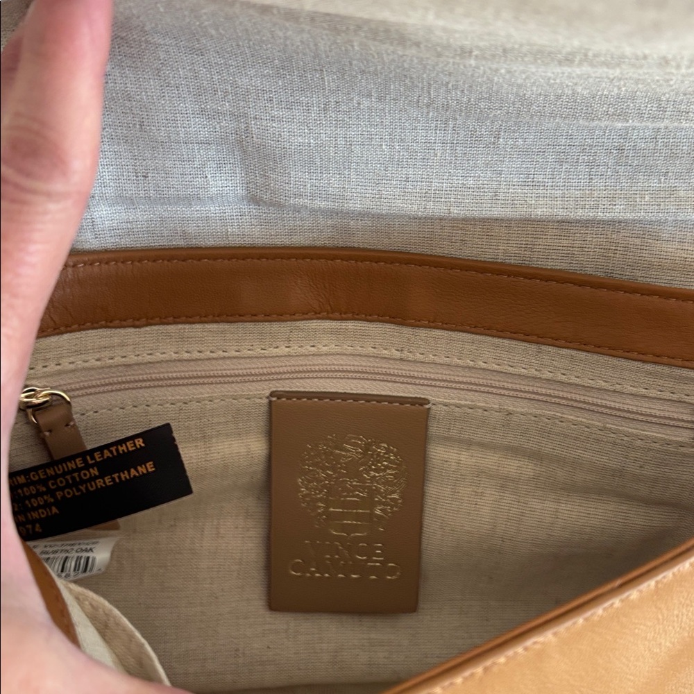 NWT Vince Camuto Genuine Leather Trey Crossbody Rustic Oak Purse $168 - Picture 6 of 13